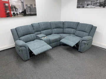 “Finsbury Express’ Grey Fabric Electric Recliner Rhf Modular Corner Sofa Sofas