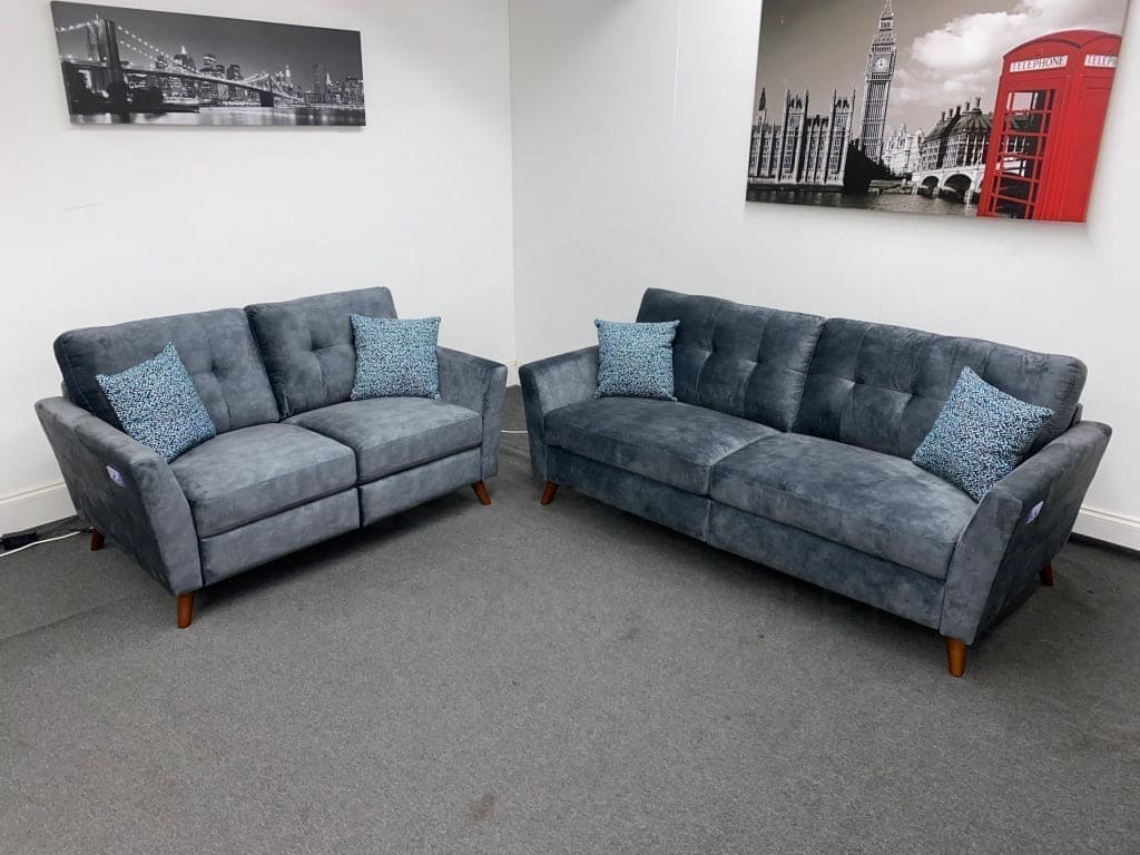 SPECIAL OFFER! DFS Electric Recliner Grey Plush Velvet Fabric