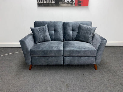 Studio French Connection Electric Recliner Grey Plush Velvet Fabric 3 Seater 2 & Armchair Sofa Set