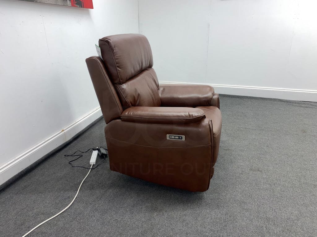 Supreme Power Recliner Brown Leather Armchair Sofa Sofas