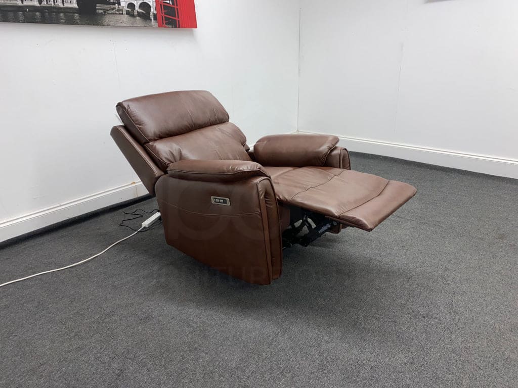 Supreme Power Recliner Brown Leather Armchair Sofa Sofas