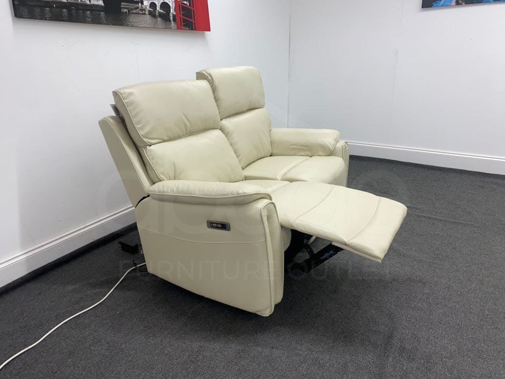 Supreme Power Recliner Cream Leather 2 Seater Sofa Sofas