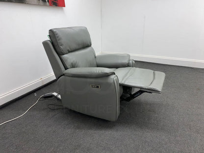 Supreme Power Recliner Grey Leather Armchair Sofa Sofas