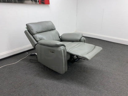 Supreme Power Recliner Grey Leather Armchair Sofa Sofas