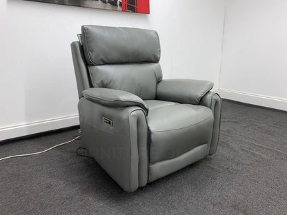 Supreme Power Recliner Grey Leather Armchair Sofa Sofas