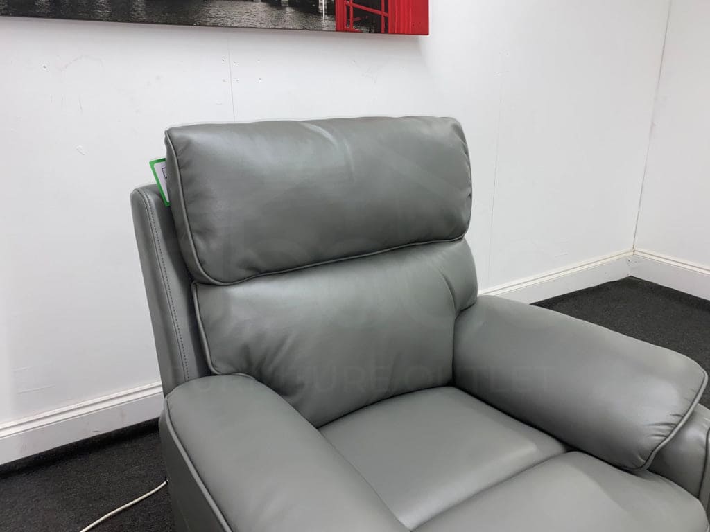 Supreme Power Recliner Grey Leather Armchair Sofa Sofas