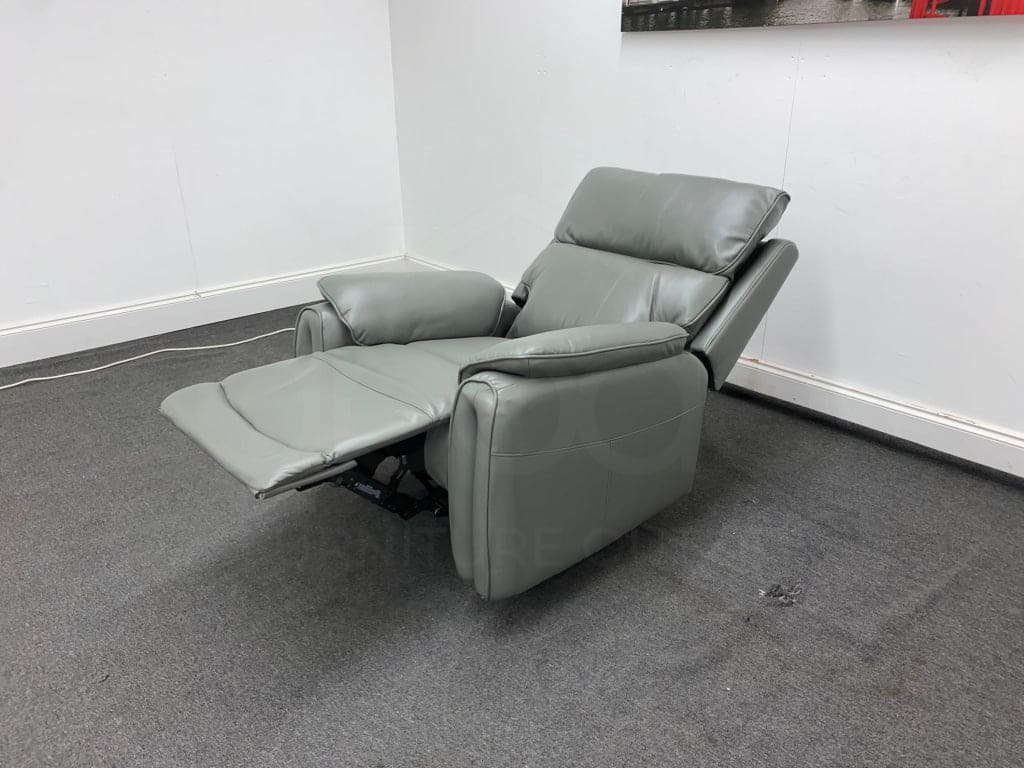 Supreme Power Recliner Grey Leather Armchair Sofa Sofas