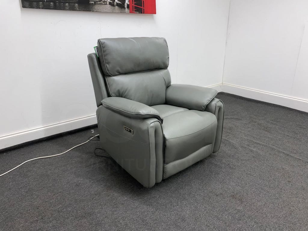 Supreme Power Recliner Grey Leather Armchair Sofa Sofas