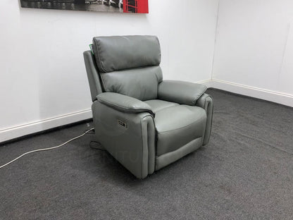 Supreme Power Recliner Grey Leather Armchair Sofa Sofas