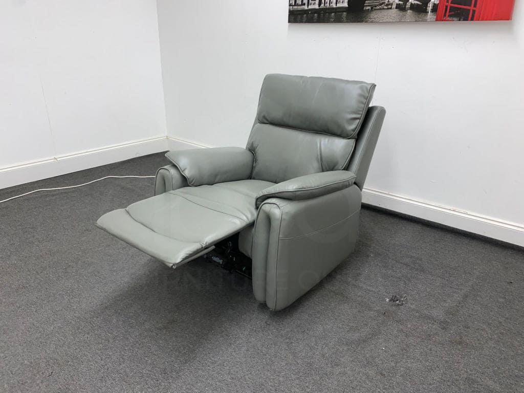 Supreme Power Recliner Grey Leather Armchair Sofa Sofas