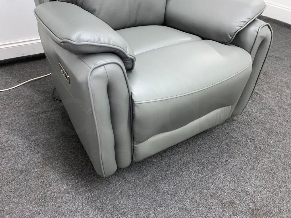 Supreme Power Recliner Grey Leather Armchair Sofa Sofas