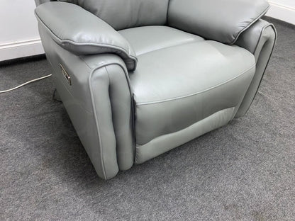 Supreme Power Recliner Grey Leather Armchair Sofa Sofas