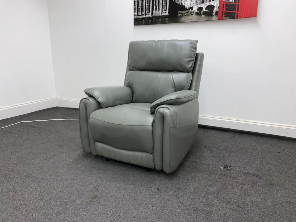 Supreme Power Recliner Grey Leather Armchair Sofa Sofas