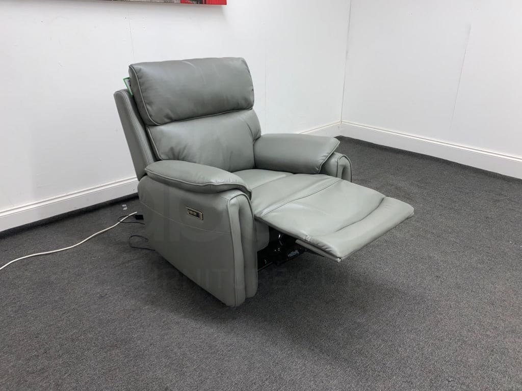Supreme Power Recliner Grey Leather Armchair Sofa Sofas