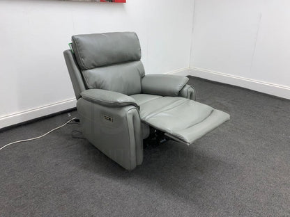 Supreme Power Recliner Grey Leather Armchair Sofa Sofas