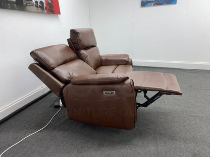 Supreme Power Recliner Brown Leather 2 Seater Sofa Sofas