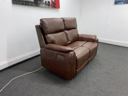 Supreme Power Recliner Brown Leather 2 Seater Sofa Sofas