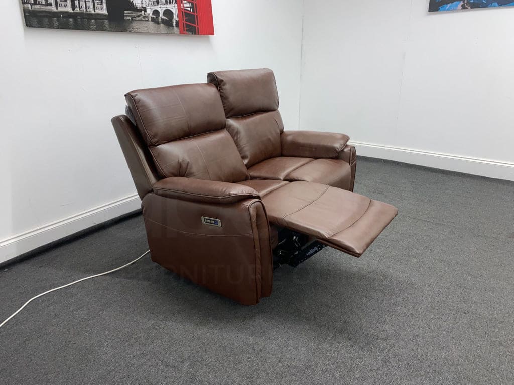 Supreme Power Recliner Brown Leather 2 Seater Sofa Sofas