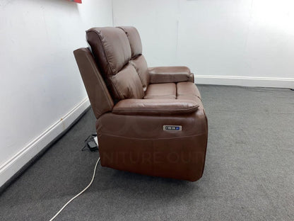 Supreme Power Recliner Brown Leather 2 Seater Sofa Sofas