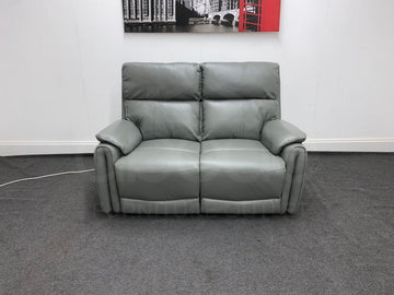 Supreme Power Recliner Grey Leather 2 Seater Sofa Sofas