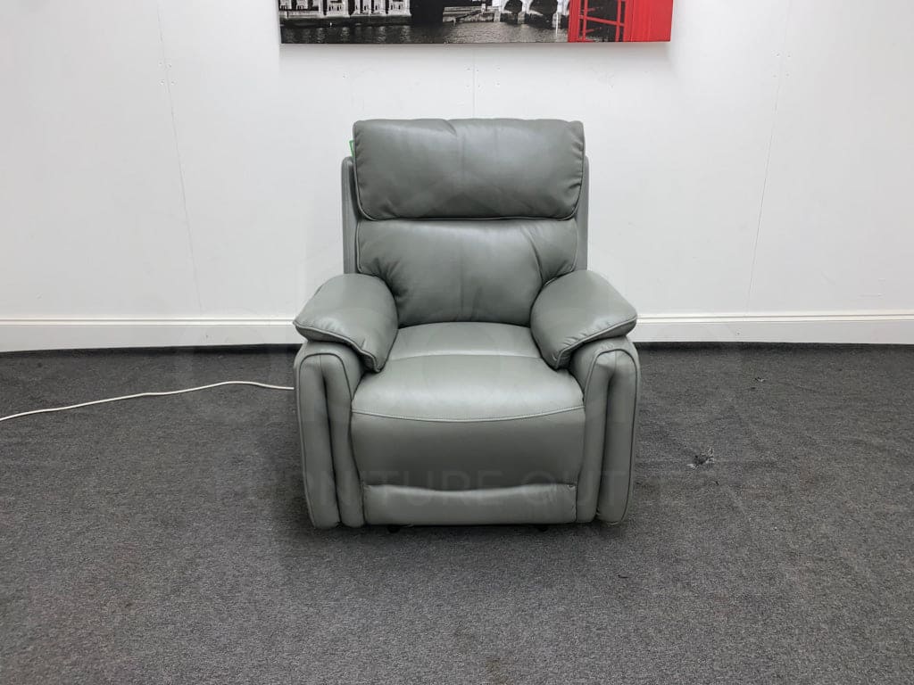 Supreme Power Recliner Grey Leather Armchair Sofa Sofas