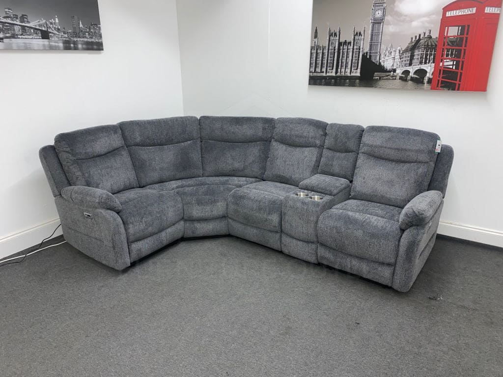 Foster Electric Recliner Grey Fabric Corner Sofa Sofas