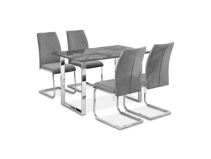This Whole Dining Set - TKYO 1.2m Slate Effect Dining Table + 4 Grey P ...