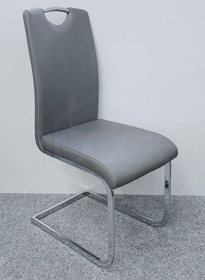 This Whole Dining Set - Grey Extending Glass Top Table + 6 Leather Chairs Dining Table And Chairs