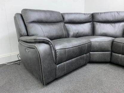 Vinson Express Smart Tech Electric Recliner Grey Fabric Corner Sofa Sofas