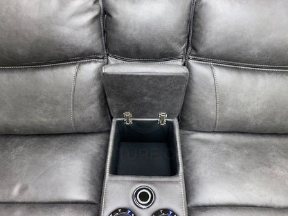 Vinson Express Smart Tech Electric Recliner Grey Fabric Corner Sofa Sofas