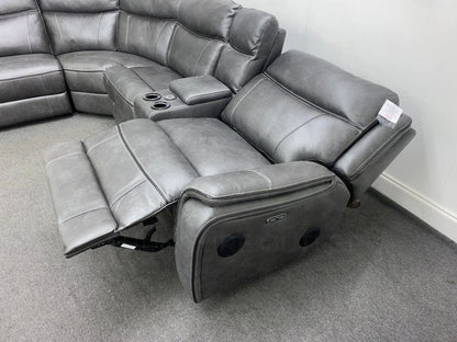 Vinson Express Smart Tech Electric Recliner Grey Fabric Corner Sofa Sofas