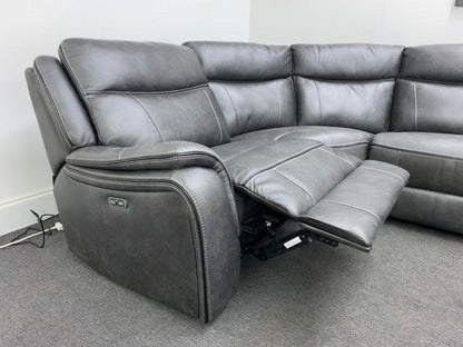 Vinson Express Smart Tech Electric Recliner Grey Fabric Corner Sofa Sofas
