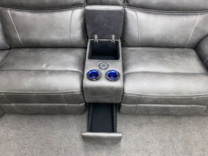 Vinson Express Smart Tech Electric Recliner Grey Fabric Corner Sofa Sofas