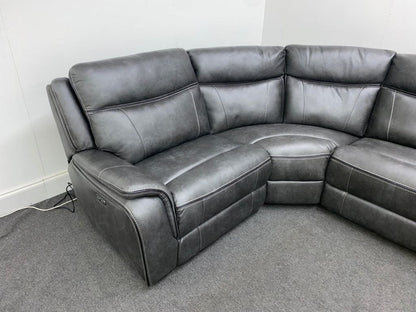 Vinson Express Smart Tech Electric Recliner Grey Fabric Corner Sofa Sofas