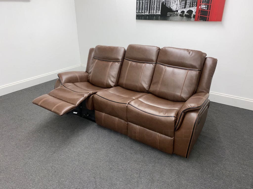 Vinson Recliner Brown Leather 3 Seater Sofa Sofas