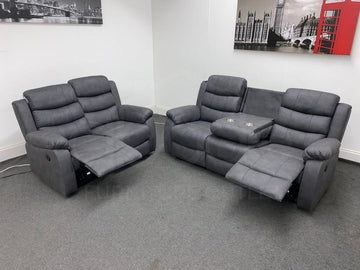 Willow Charcoal Grey Easy Clean Fabric With Electric Reclining Feature 3 + 2 Seater Sofa Set Sofas