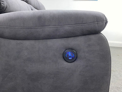 "Willow" Dark Grey Easy Clean Fabric ELECTRIC Recliner Modular Corner Sofa USB Ports | Drinks Tray Table | Couch |