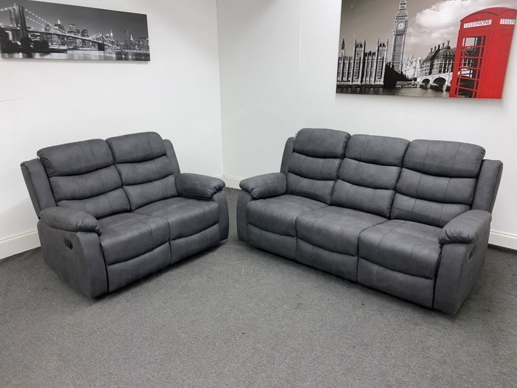 Willow Charcoal Grey Fabric Reclining 3 + 2 Seater Sofa Set Sofas