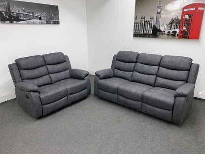 Willow Charcoal Grey Fabric Reclining 3 + 2 Seater Sofa Set Sofas