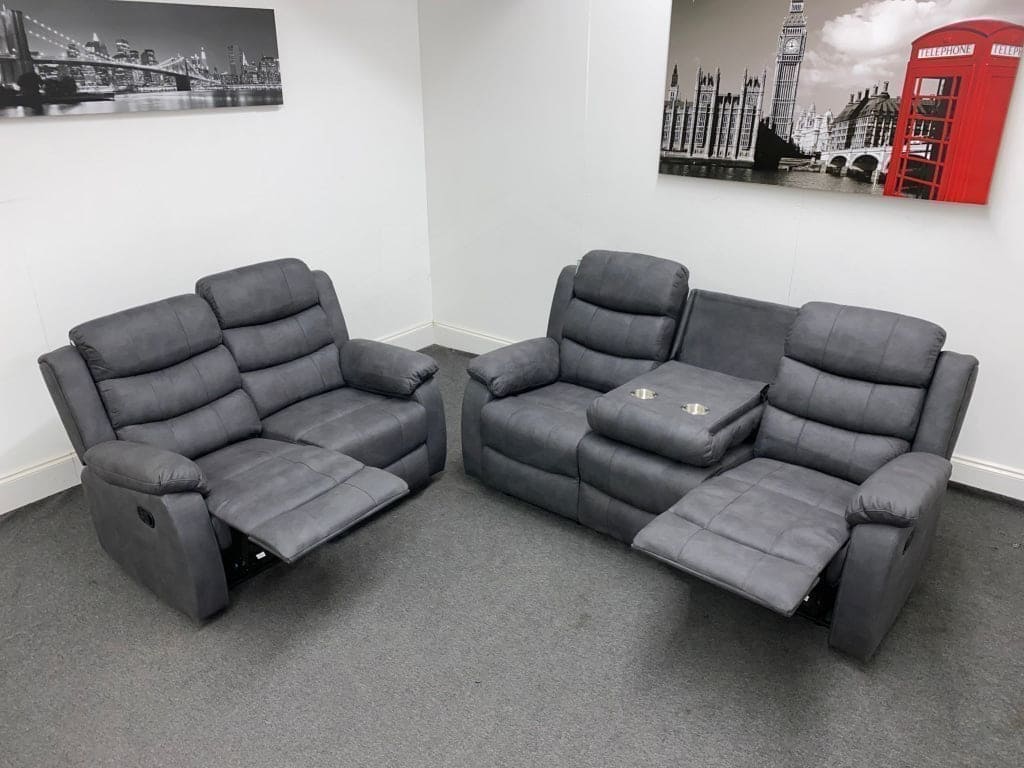 Willow Charcoal Grey Fabric Reclining 3 + 2 Seater Sofa Set Sofas