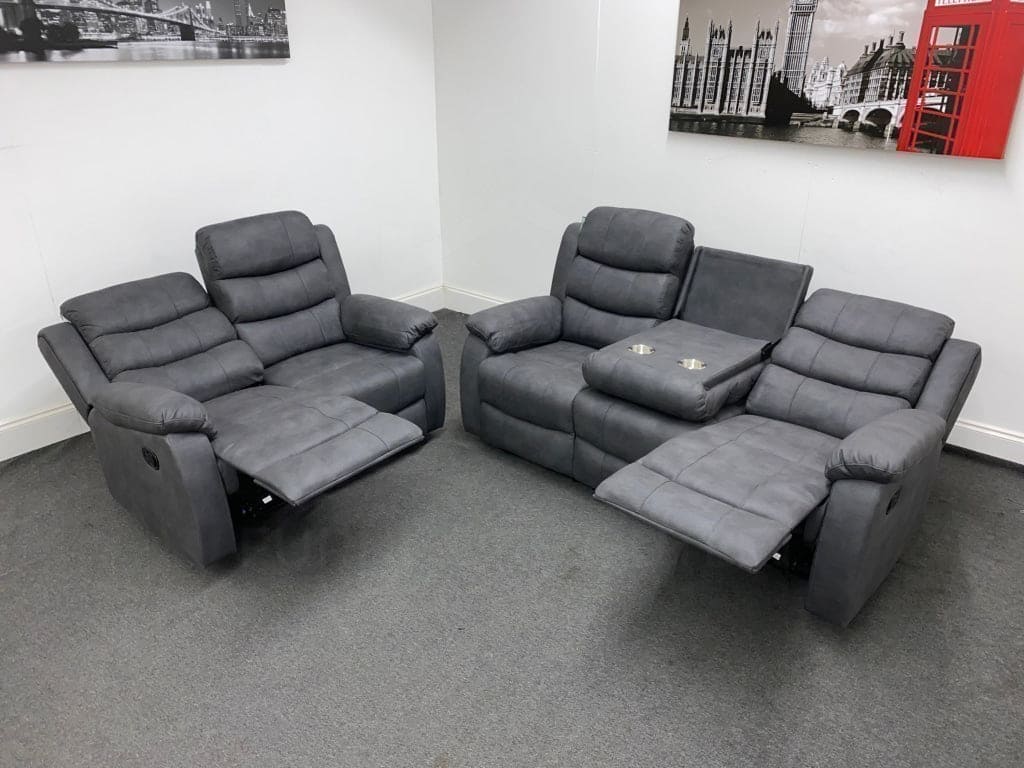 Willow Charcoal Grey Fabric Reclining 3 + 2 Seater Sofa Set Sofas