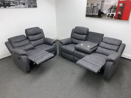 Willow Charcoal Grey Fabric Reclining 3 + 2 Seater Sofa Set Sofas