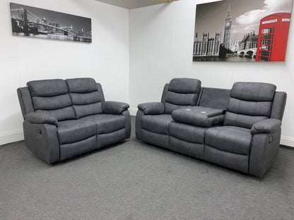Willow Charcoal Grey Fabric Reclining 3 + 2 Seater Sofa Set Sofas