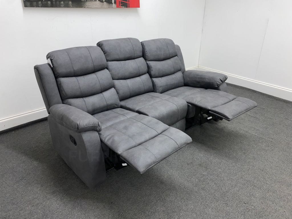 Willow Express Charcoal Grey Fabric Manual Reclining 3 Seater Sofa Sofas