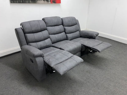 Willow Express Charcoal Grey Fabric Manual Reclining 3 Seater Sofa Sofas