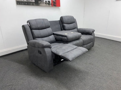 Willow Express Charcoal Grey Fabric Manual Reclining 3 Seater Sofa Sofas