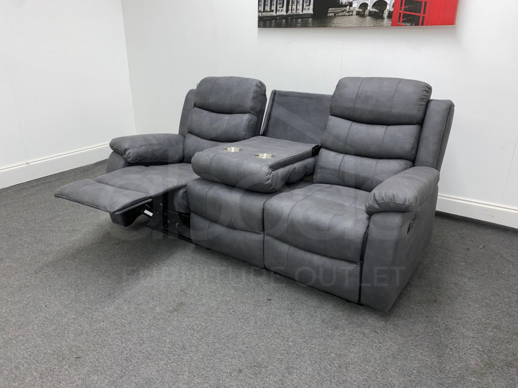 Willow Express Charcoal Grey Fabric Manual Reclining 3 Seater Sofa Sofas