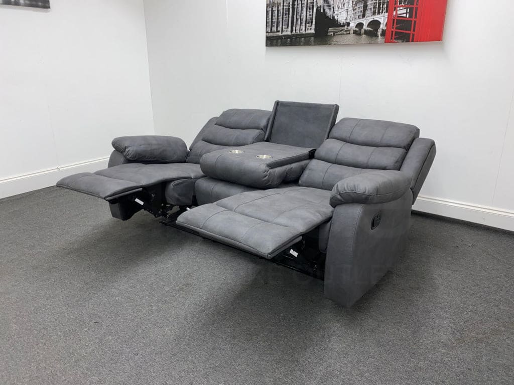Willow Express Charcoal Grey Fabric Manual Reclining 3 Seater Sofa Sofas