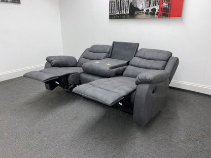 Willow Express Charcoal Grey Fabric Manual Reclining 3 Seater Sofa Sofas
