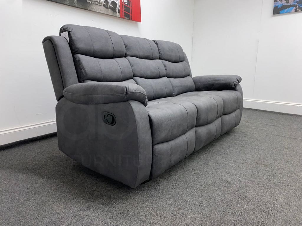 Willow Express Charcoal Grey Fabric Manual Reclining 3 Seater Sofa Sofas